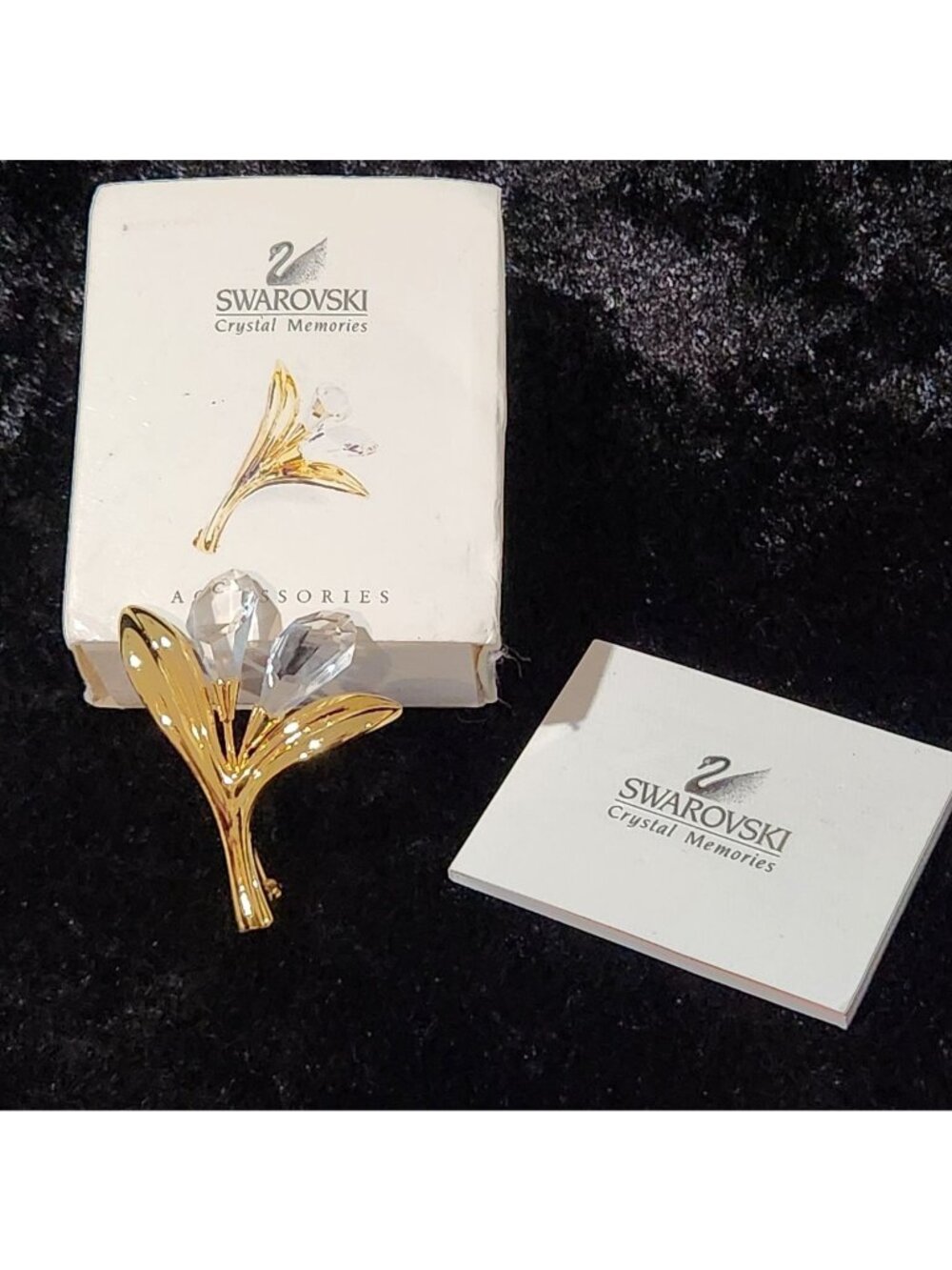Swarovski Crystal Memories Calla Lily Brooch Gold-plated w/ Box Vintage Collecti